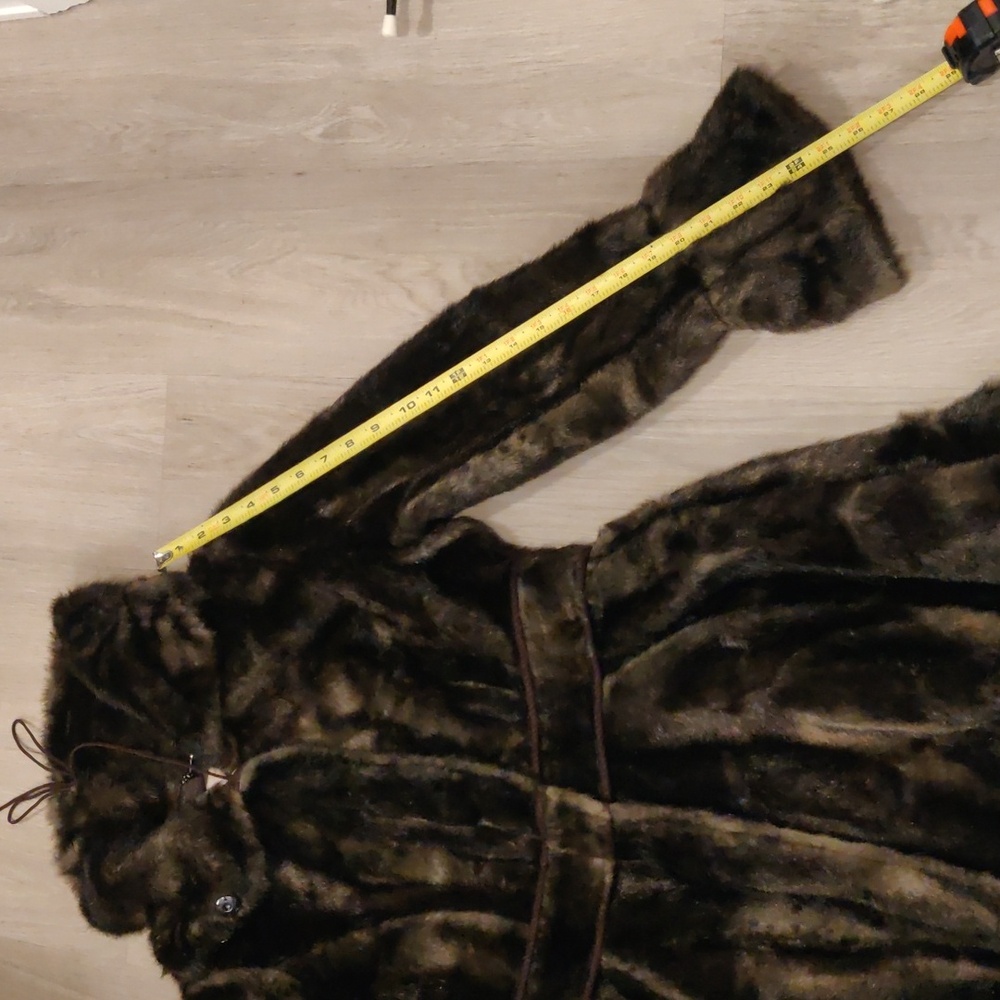 Laundry By Shelli Segal Dark Brown Faux Fur Imitation Mink Fur Outdoors Y2K Retr - Picture 8 of 12